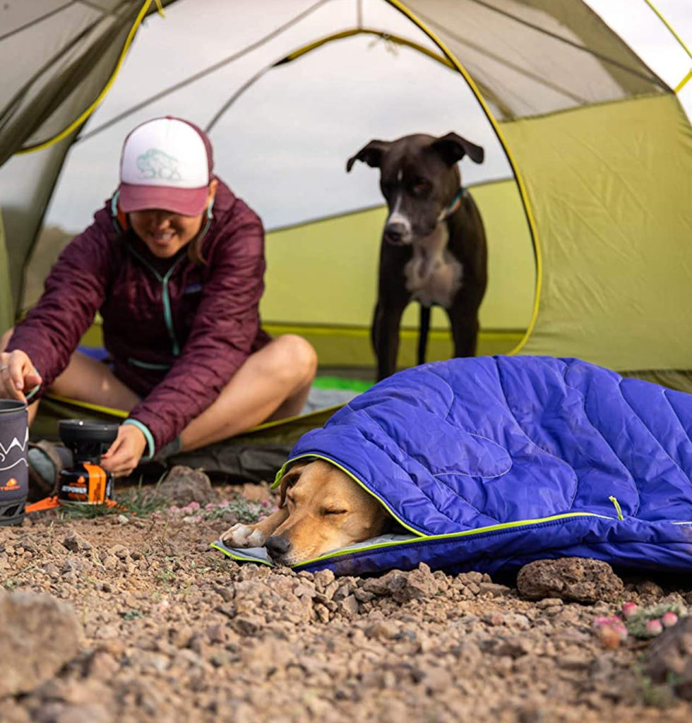 RUFFWEAR Highlands Dog Sleeping Bag is perfect for fall season camping with dogs