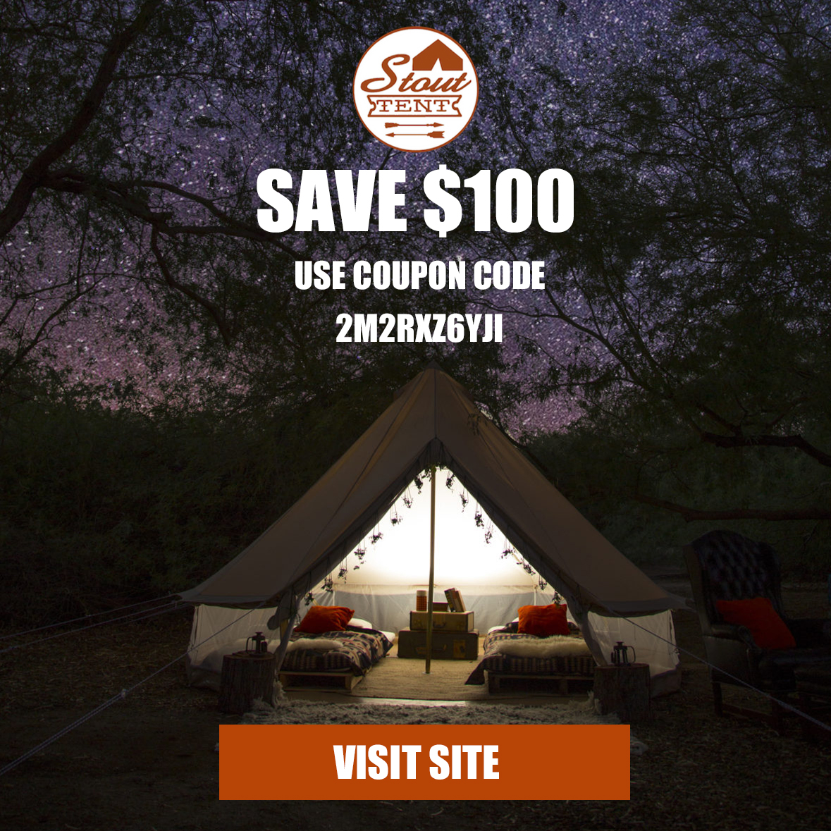 Save $100 on Stout Bell Tents